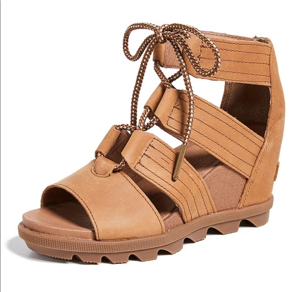 New SOREL Joanie Gladiator Wedge Sandals Tan 8.5 - Picture 2 of 9